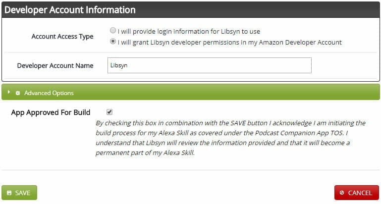 Libsyn Alexa Skill Developer Info