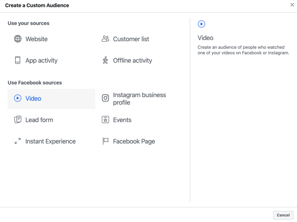 Facebook Ads: Create a custom audience