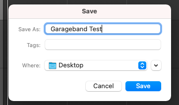 How to save a file in GarageBand