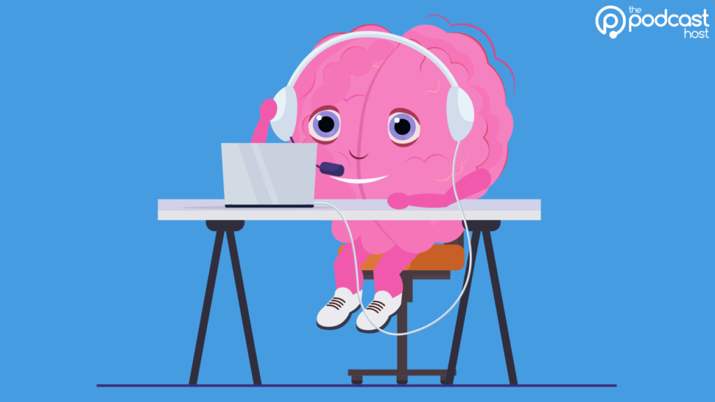 A brain wearing headphones and listening to Binaural Beats