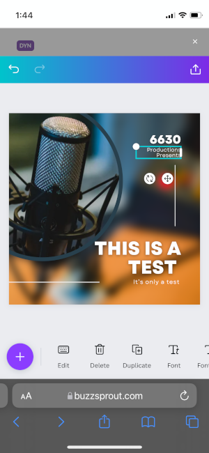 Canva's design interface when you podcast on your phone