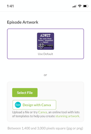 Artwork selection in episode view on phone