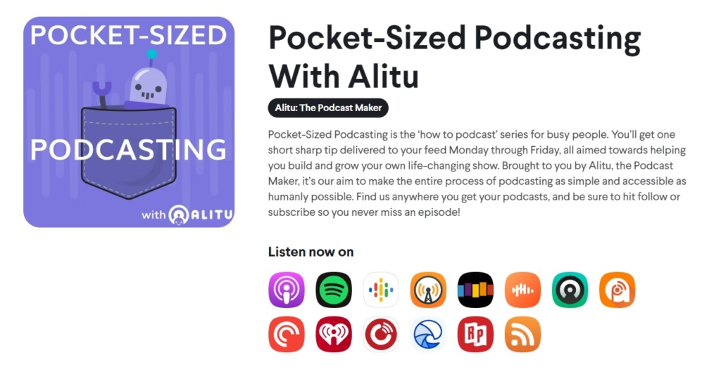 subscribing to Pocket-Sized Podcasting via pod.link