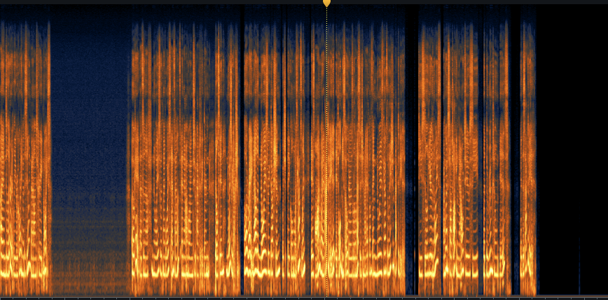 Spectrogram of a Recording from the Maonocaster E2 With Before and After Noise Reduction Activation 