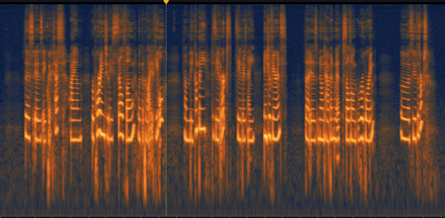 A spectrogram of the cell phone test for the Ms1 and LiveMix Duet