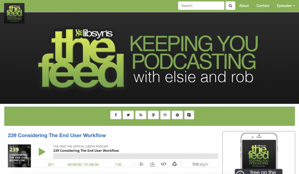 screenshot of The Feed podcasting news