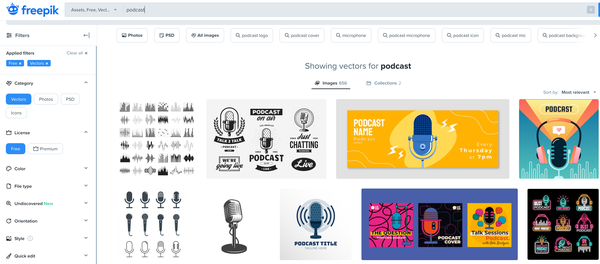 Freepik has lots of elements to help you make podcast cover art.
