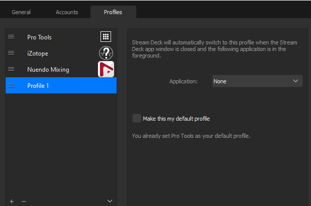 Stream Deck Profile creation and management page