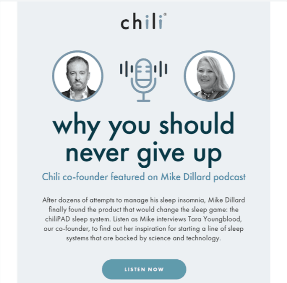 Chilli Sleep’s podcast email