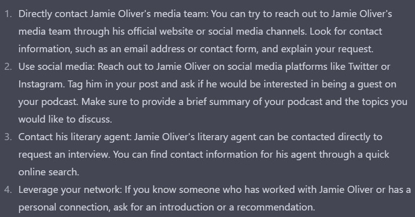 ways to potentially get Jamie Oliver on your podcast