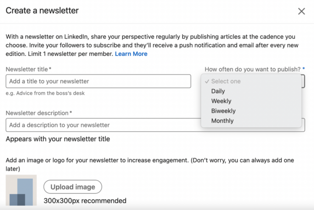 Create a newsletter in LinkedIn creator mode