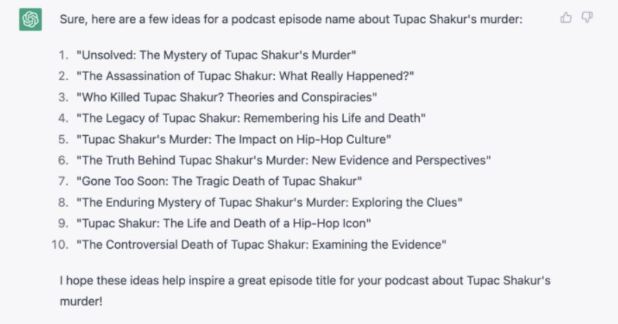 episode title ideas on chatgpt