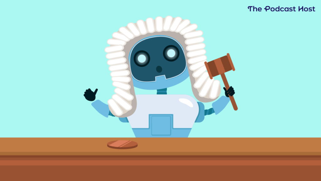AI robot dressed as a court judge