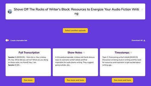 Podsqueeze is another AI tool which transcribes your podcast and makes marketing assets. 