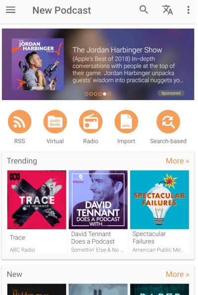 Podcast Addict gives users more options, such as radio stations, audio books, RSS feeds, or simply searching for podcasts.