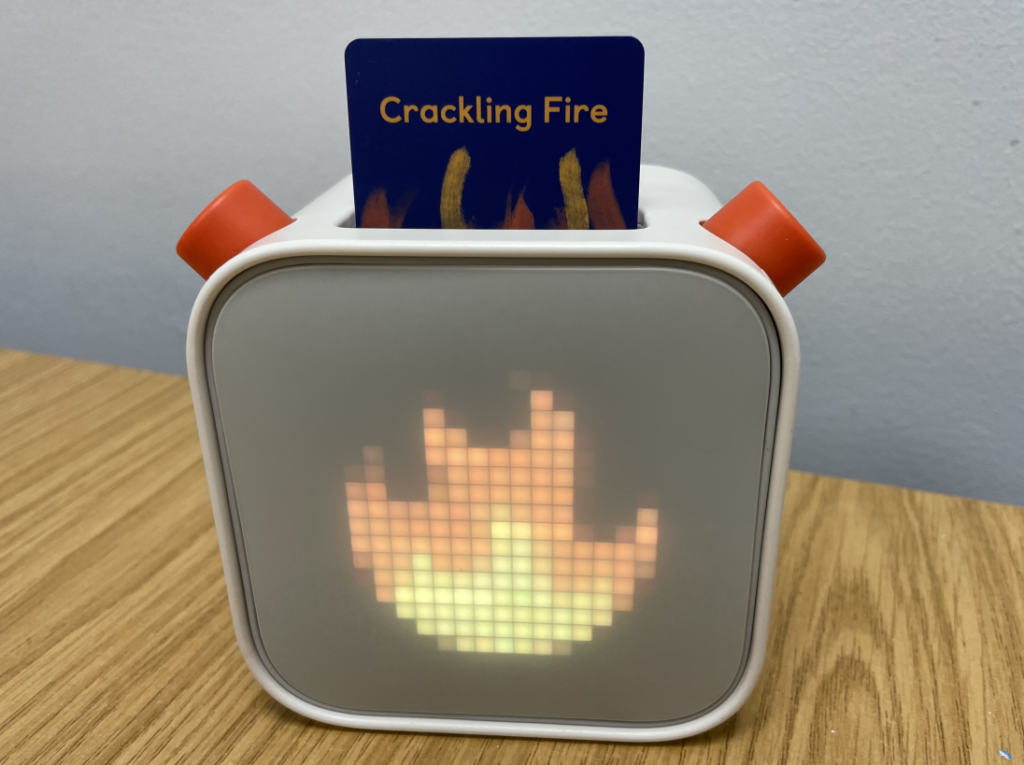 crackling fire card playing in the yoto player