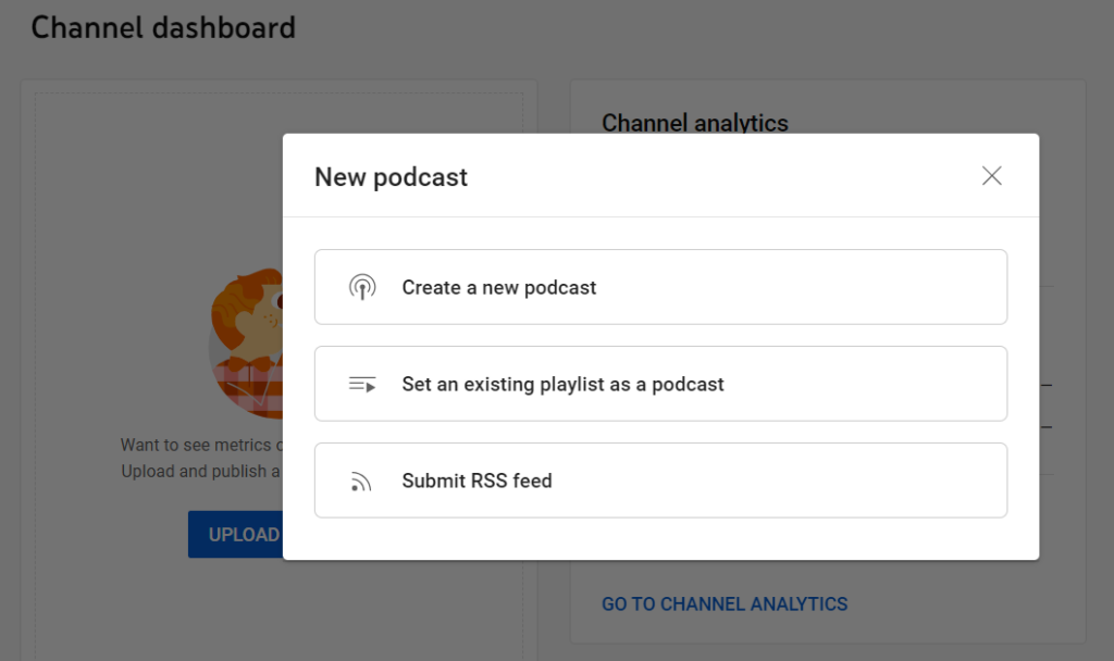 how to upload a podcast to youtube