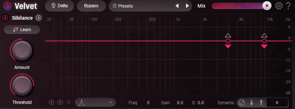 sibilance section of Velvet