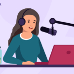 podcaster recording a show with a jar filled with money next to them