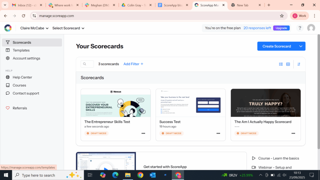 ScoreApp's user interface